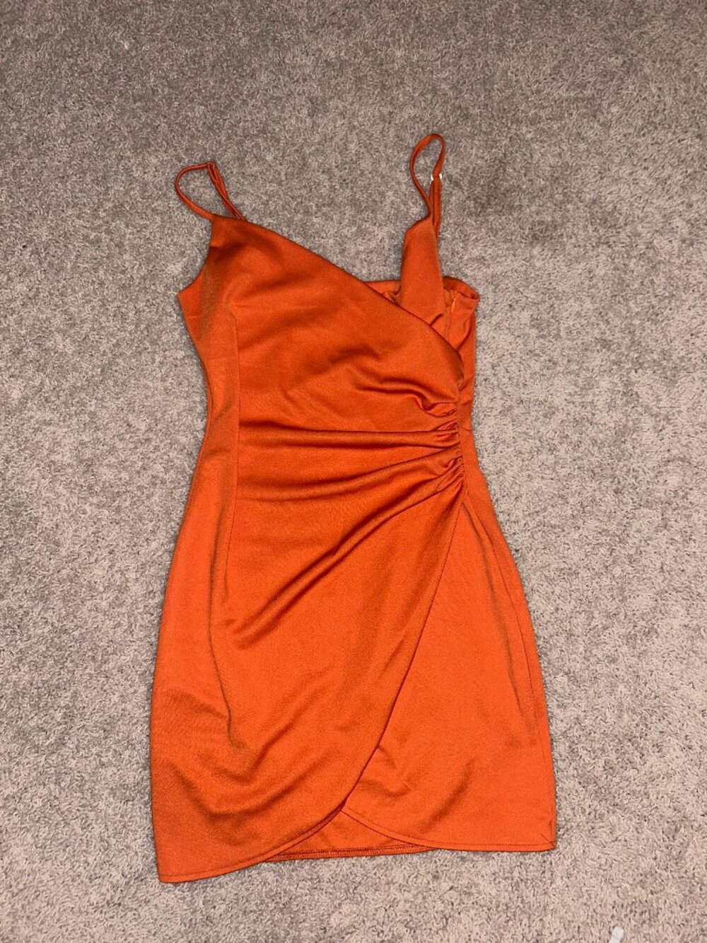 Orange Ruched Mini Dress - Picture 1 of 2